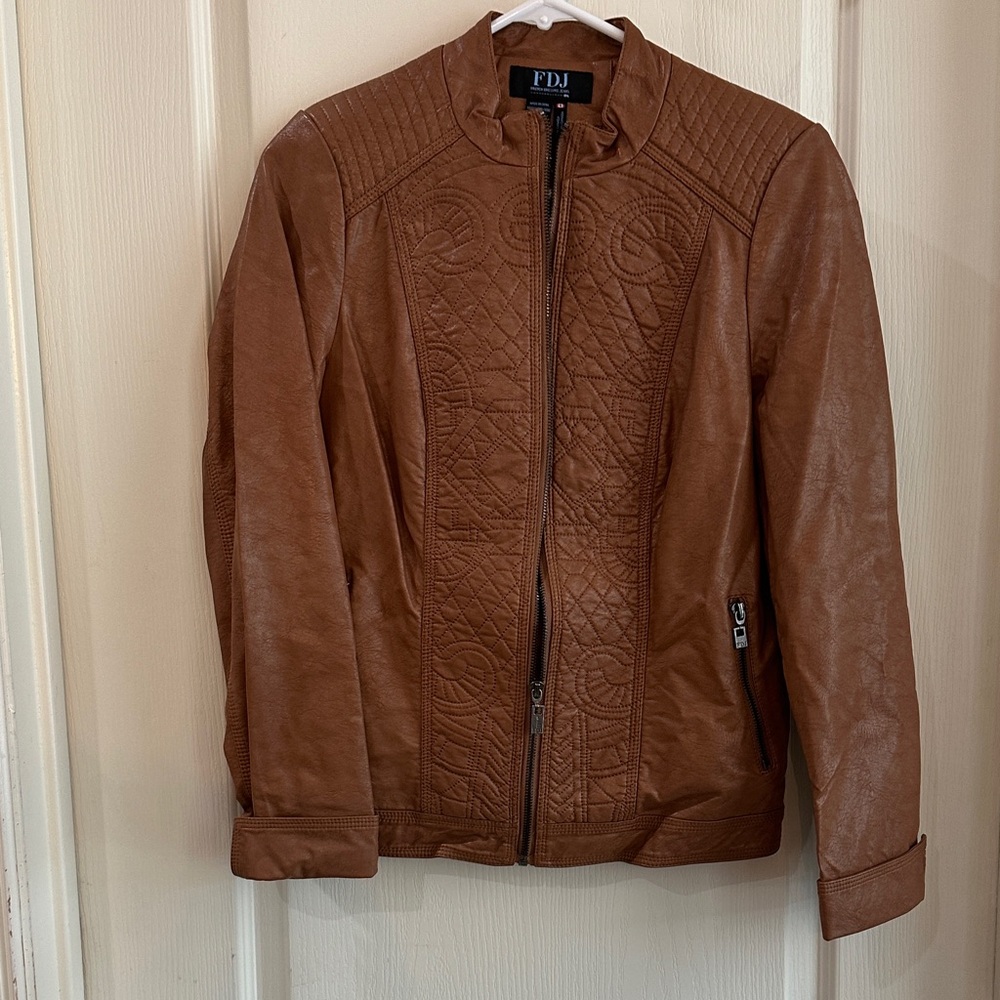 FDJ Women's Brown Faux Leather Jacket